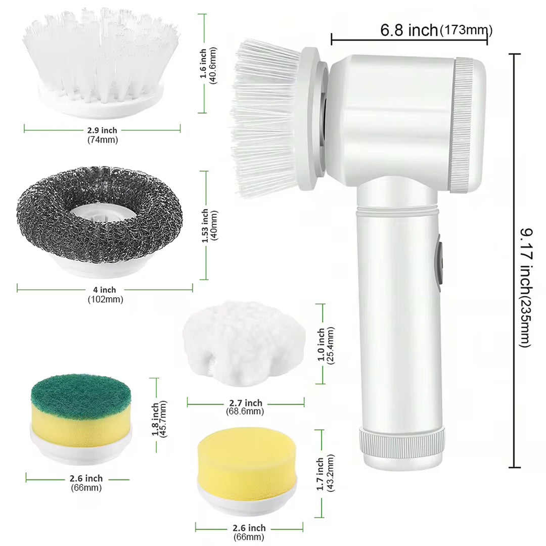 5-in-1 Cordless Electric Spin Scrubber Cleaning Brush - USB Rechargeable