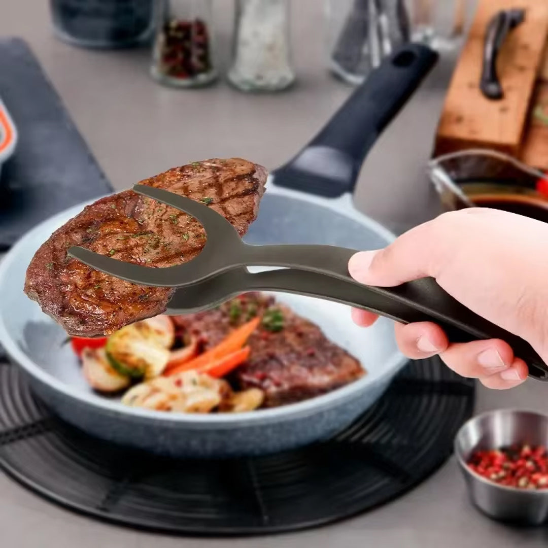 2-in-1 Nylon Flip Tongs and Egg Spatula for Cooking and Serving