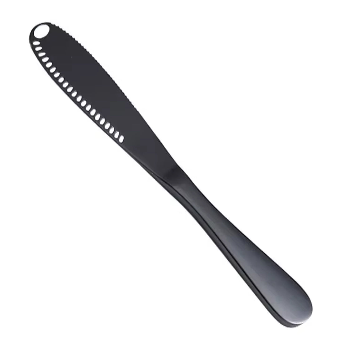 Stainless Steel Butter Knife with Cheese Cutter and Holes for Spreading Jam, Bread, and Desserts