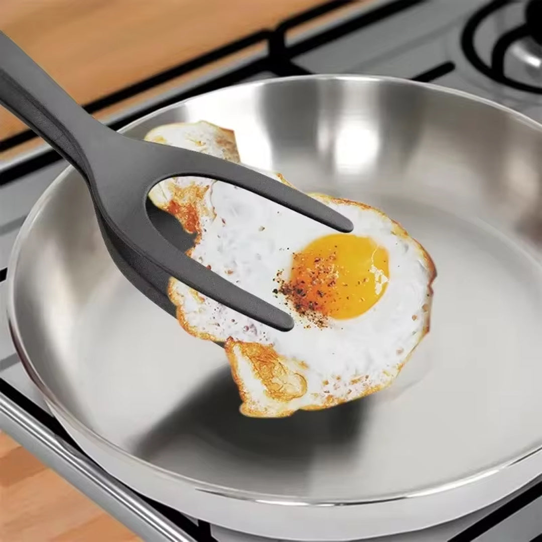 2-in-1 Nylon Flip Tongs and Egg Spatula for Cooking and Serving