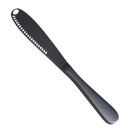 Stainless Steel Butter Knife with Cheese Cutter and Holes for Spreading Jam, Bread, and Desserts